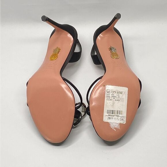 Aquazzura Babe 85mm Satin Crystal Bow Sandals size 36 - Picture 13 of 14